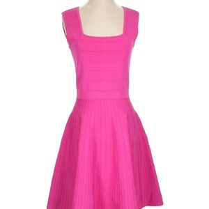Pink Tartan | Hot Pink Fit & Flare Pleated Sleeveless Dress | Size S